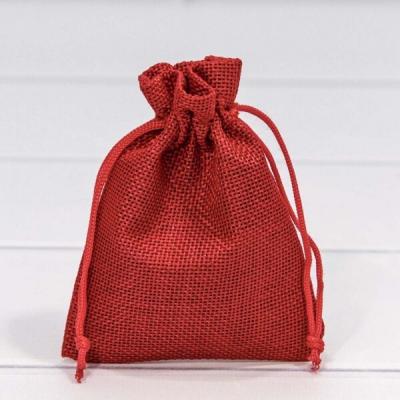 Мешочек подарочный лен искусственный 9*12 см Красный 44652к