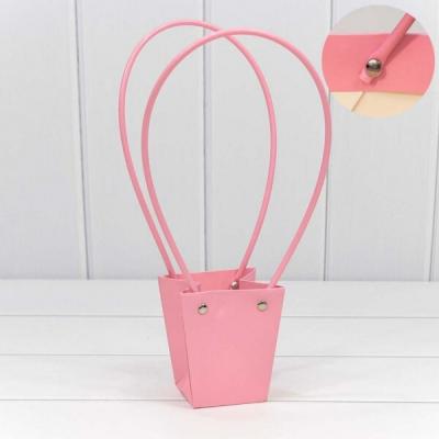 Пакет подарочный ваза для цветов 10*9*6.5 см Темно-розовый 441044