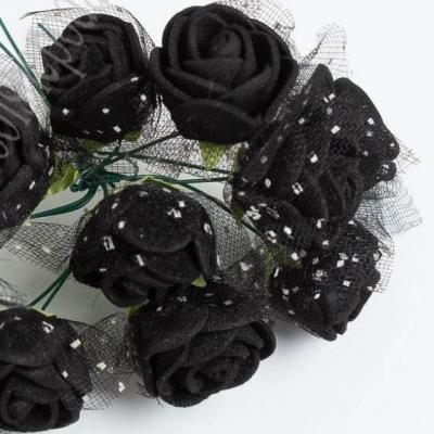 Роза фоамиран 20-25 мм (12шт) Черный с сеточкой 171448