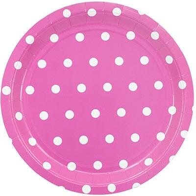Тарелка бумажная Горошек ярко-розовая 23 см 6 шт 1502-3921