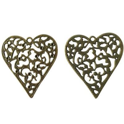 Аксессуар для декора метал Ажурное сердце 3,4*3,7 см 50034