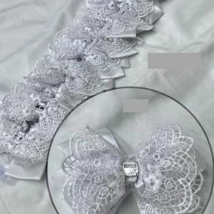 Бант для волос на резинке 16 см Белый 121313