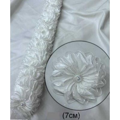 Бант для волос на резинке 7 см Белый (в уп 24 шт) 121318