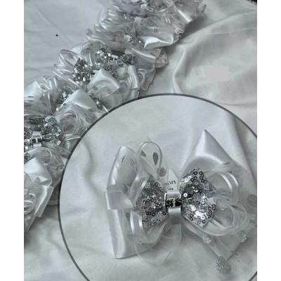 Бант для волос на резинке (в уп 12 шт) 14 см Белый 121322