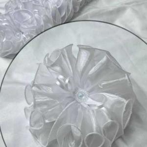 Бант для волос на резинке (в уп 12 шт) 15 см Белый 121317