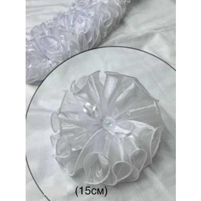 Бант для волос на резинке (в уп 12 шт) 15 см Белый 121317