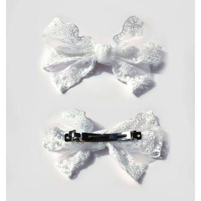 Бант для волос на заколке-автомат Кружево (16 см) Белый 11361