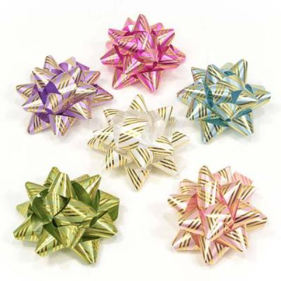 Бант-звезда 7.6 см Золотые полоски (микс) 6 шт/уп 441648 ЦЕНА ЗА УПАКОВКУ