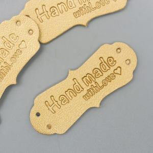 Бирка Handmade кожа цвет золото 1.5*4 см 578044