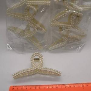 Большой краб для волос с жемчугом 