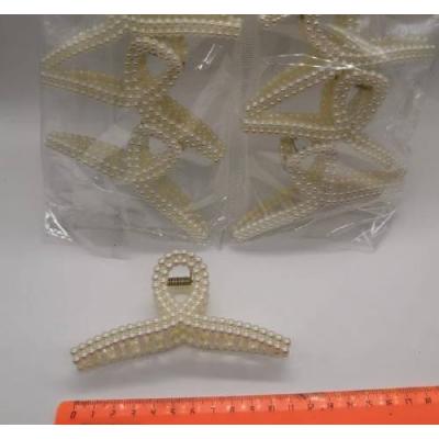 Большой краб для волос с жемчугом