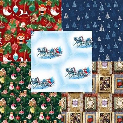 Бумага новогодняя упаковочная в листах 100*70 см 10 л/уп 530992