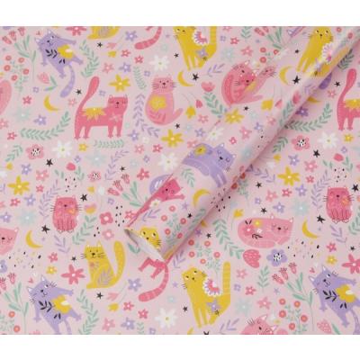 Бумага упаковочная глянцевая 70*100 см Кошечки 10 л/уп 80 г/м2 50186