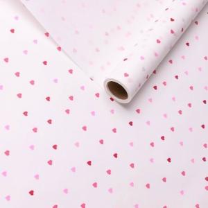 Бумага упаковочная крафт белый в рулоне 70 см*10 м Сердечки конфетти любовь 50 г/м2 621866