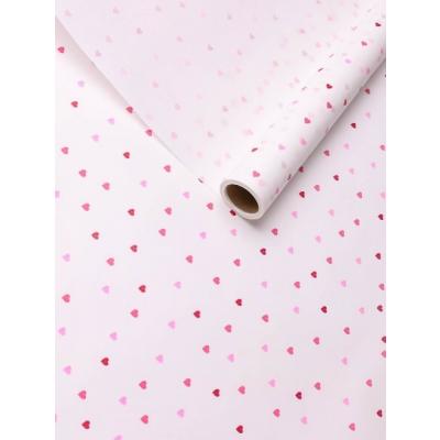 Бумага упаковочная крафт белый в рулоне 70 см*10 м Сердечки конфетти любовь 50 г/м2 621866