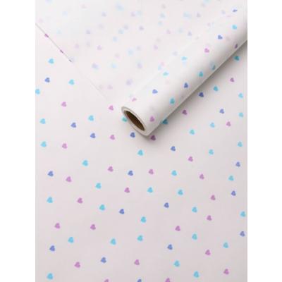 Бумага упаковочная крафт белый в рулоне 70 см*10 м Сердечки конфетти нежность 50 г/м2 621867