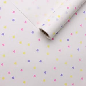 Бумага упаковочная крафт белый в рулоне 70 см*10 м Сердечки конфетти счастье 50 г/м2