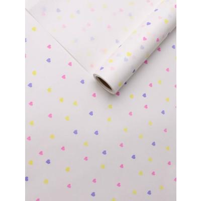 Бумага упаковочная крафт белый в рулоне 70 см*10 м Сердечки конфетти счастье 50 г/м2