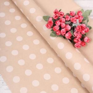 Бумага упаковочная крафт в рулоне 70 см*10 м Горох белый 70 г/м2 622822