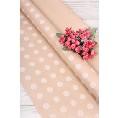 Бумага упаковочная крафт в рулоне 70 см*10 м Горох белый 70 г/м2 622822