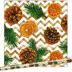 Бумага упаковочная новогодняя глянцевая 70 см*10 м Хвоинки