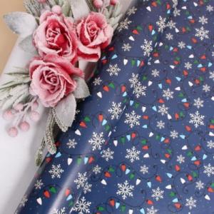 Бумага упаковочная новогодняя глянцевая 70*100 см Гирлянды 10 л/уп 568034