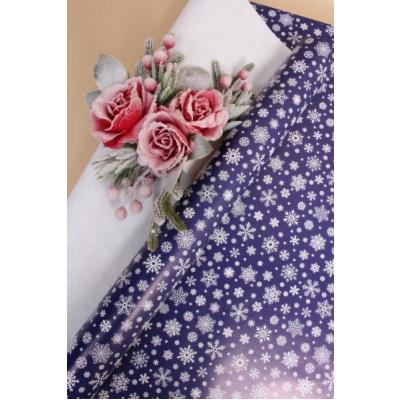 Бумага упаковочная новогодняя глянцевая 70*100 см Снежинки на синем 10 л/уп 568038