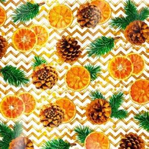 Бумага упаковочная новогодняя глянцевая 70*100 см Хвоинки