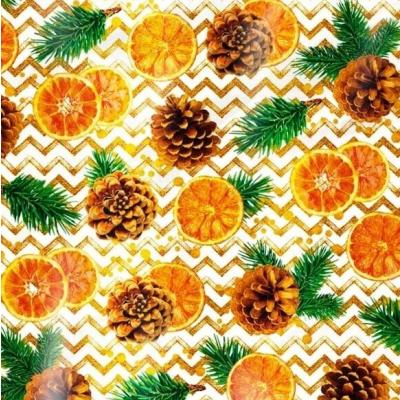 Бумага упаковочная новогодняя глянцевая 70*100 см Хвоинки