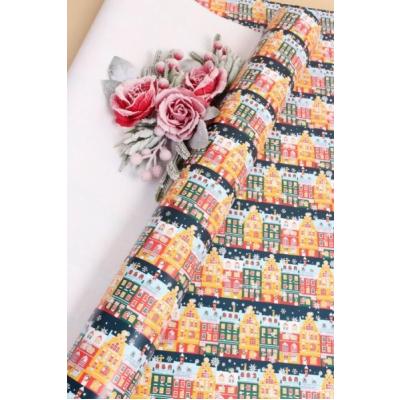 Бумага упаковочная новогодняя глянцевая 70*100 см Зима в городе 10 л/уп 568030