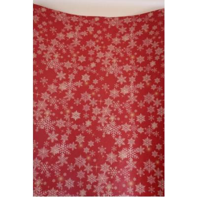 Бумага упаковочная новогодняя крафт 70*100 см Снегопад на красном 10 л/уп 568035