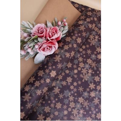 Бумага упаковочная новогодняя крафт 70*100 см Снегопад на синем 10 л/уп 568023