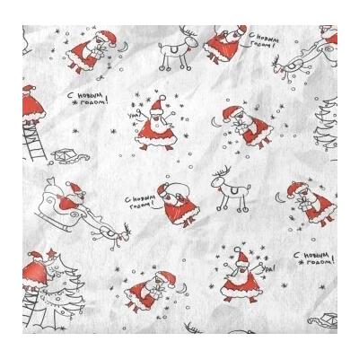 Бумага упаковочная новогодняя тишью 70 см*10 м Товарищи