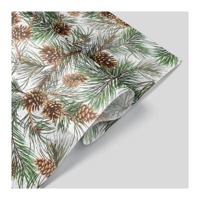 Бумага упаковочная новогодняя тишью 70 см*40 м Шишкин лес