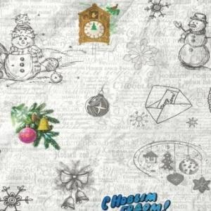 Бумага упаковочная новогодняя тишью 70 см*40 м Снежная поэзия