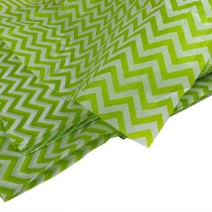 Бумага упаковочная тишью 50*75 см Салатовый зигзаг 10 листов 17 г/м2 536114