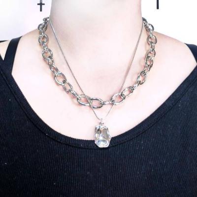 Цепочка двойная с подвеской цвет серебро/золото 42 см 852241