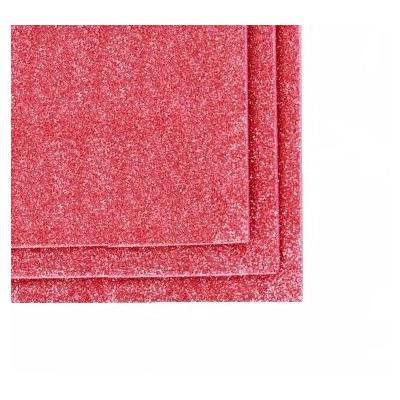 Фоамиран 50*50 см 2 мм Коралловый с блестками 10 шт/уп