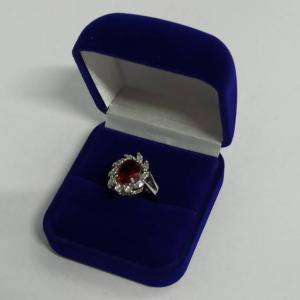 Футляр бархатный под кольцо синий квадратный 42315