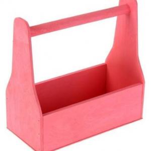 Кашпо деревянное флористическое № 1 25*12*25 см Розовое 230351