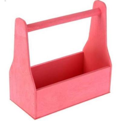 Кашпо деревянное флористическое № 1 25*12*25 см Розовое 230351