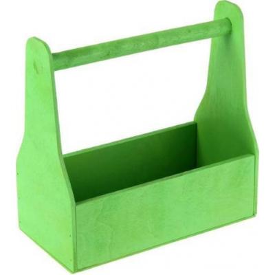 Кашпо деревянное флористическое № 1 25*12*25 см Зеленое 230354