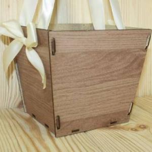 Кашпо деревянное подарочное конусом № 3 16*15.5*14 см Коричневый/шампань 151971