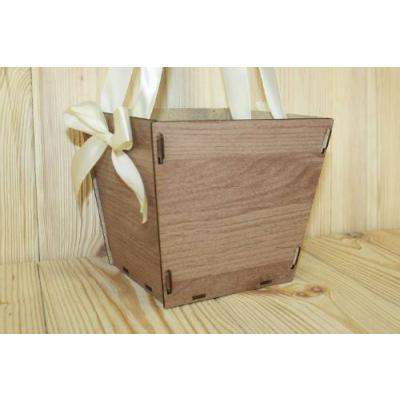 Кашпо деревянное подарочное конусом № 3 16*15.5*14 см Коричневый/шампань 151971