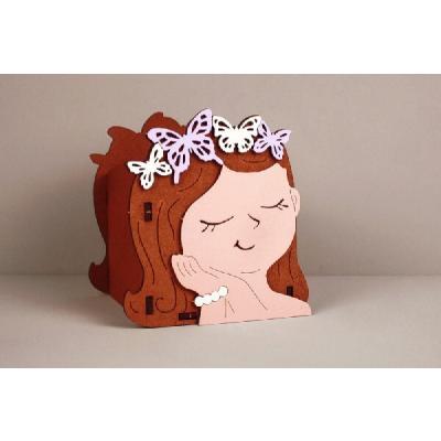 Кашпо подарочное деревянное 11*10*12 см Девочка Весна 15505