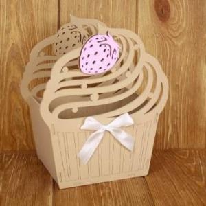 Кашпо подарочное деревянное 12*20.5*25 см Пирожное бежевый 152024