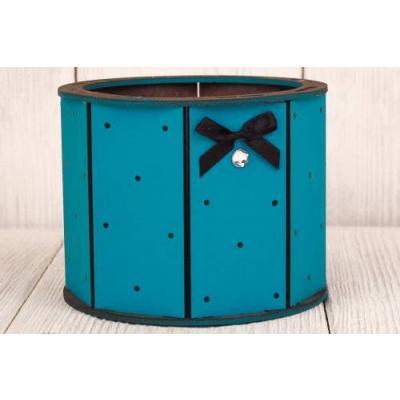 Кашпо подарочное деревянное 13*13*10 см Ретро бирюзовый 151122
