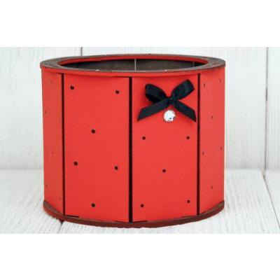 Кашпо подарочное деревянное 13*13*10 см Ретро красный 151121
