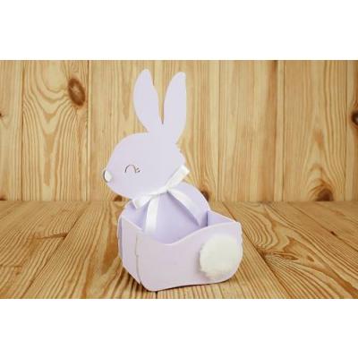 Кашпо подарочное деревянное 13*7.5*22 см Зайка сиреневый 152306