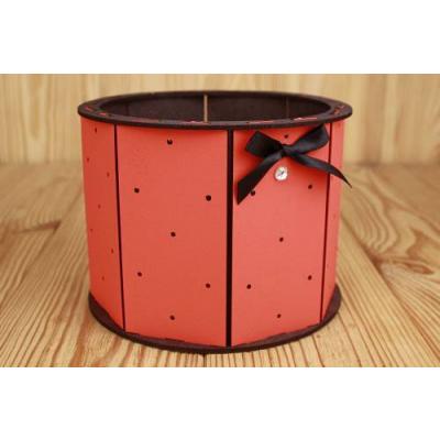Кашпо подарочное деревянное 17*17*13 см Ретро красный 15084